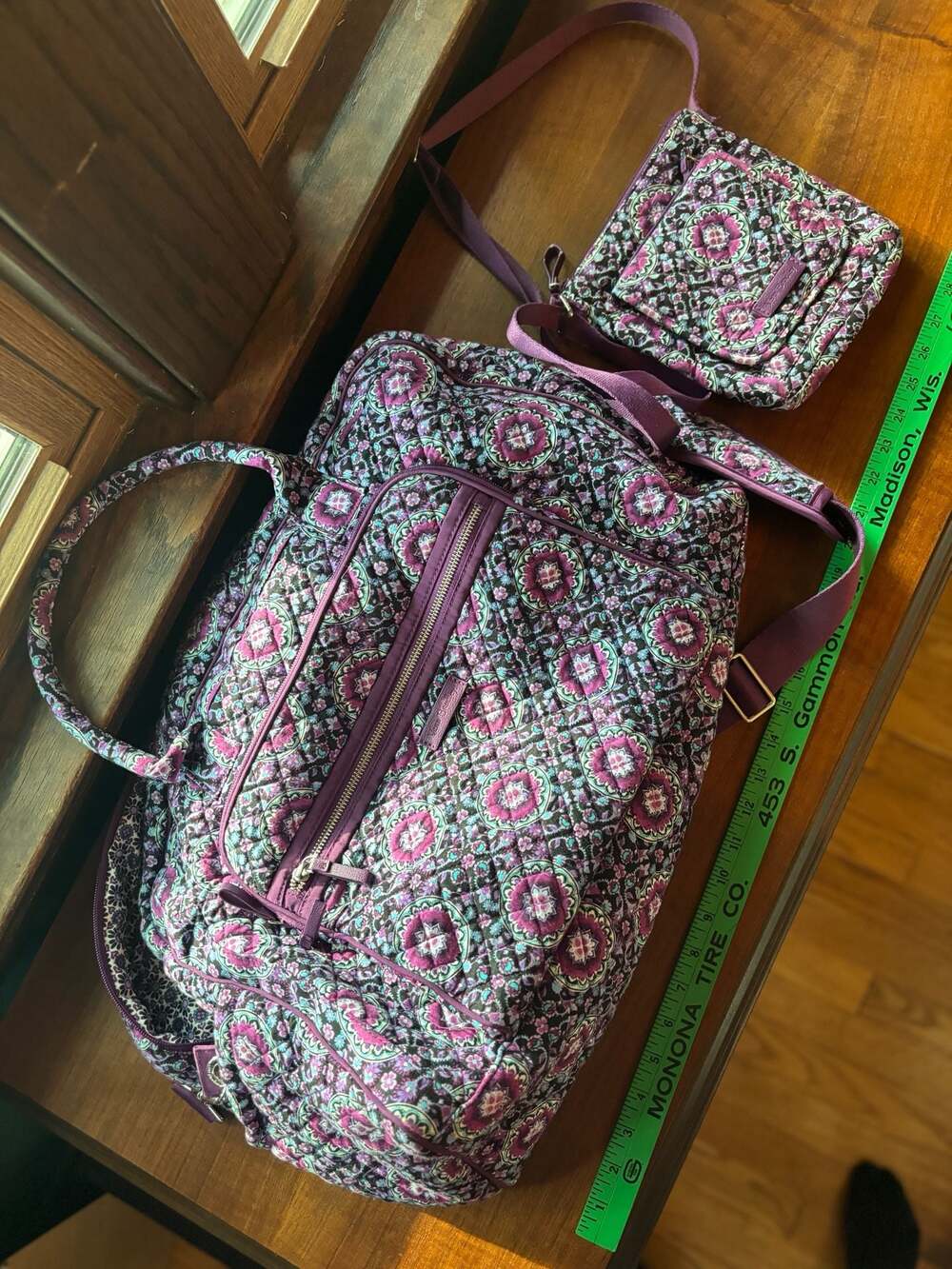 Vera Bradley Quilted Travel Weekender Duffle Bag And Crossbody Set Lilac Medalli